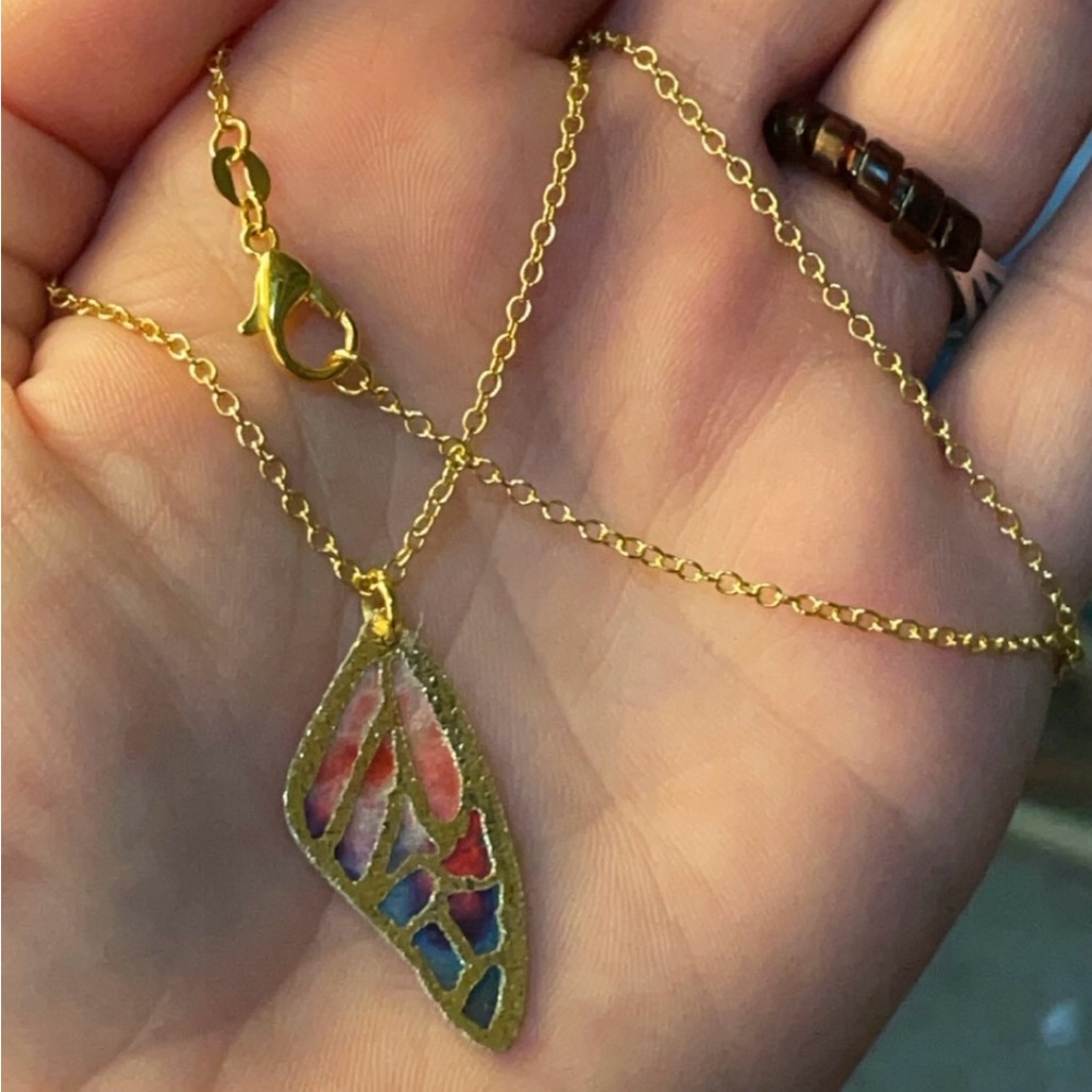 Painted Cloth Butterfly Wong Necklace